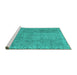 Sideview of Machine Washable Persian Turquoise Traditional Area Rugs, wshtr3338turq