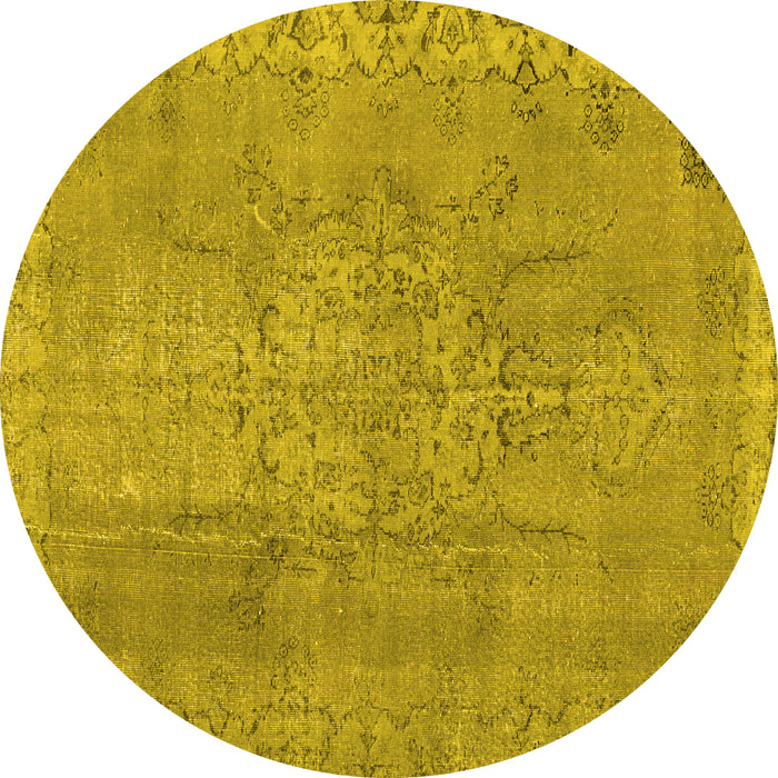 Round Persian Yellow Traditional Rug, tr3338yw