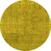 Round Persian Yellow Traditional Rug, tr3338yw