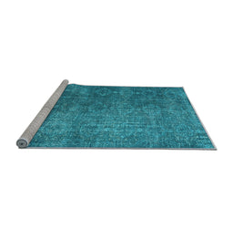 Sideview of Machine Washable Persian Light Blue Traditional Rug, wshtr3339lblu