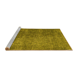 Sideview of Machine Washable Persian Yellow Traditional Rug, wshtr3339yw