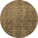 Round Persian Brown Traditional Rug, tr3339brn