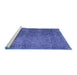 Sideview of Machine Washable Persian Blue Traditional Rug, wshtr3339blu