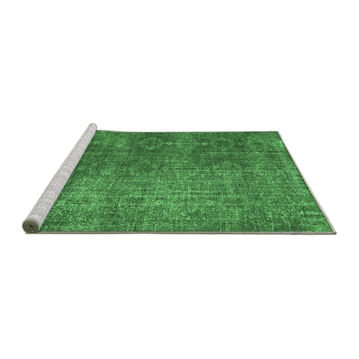 Sideview of Machine Washable Persian Emerald Green Traditional Area Rugs, wshtr3339emgrn