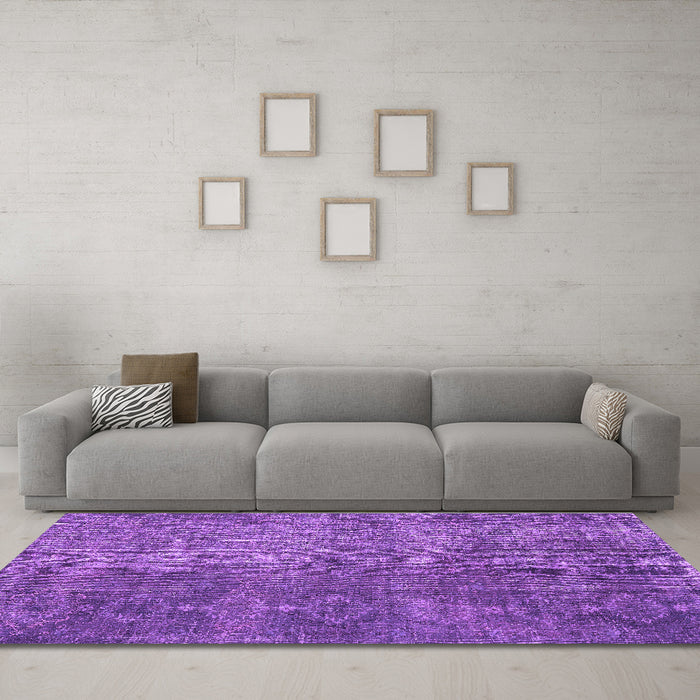Machine Washable Persian Purple Traditional Area Rugs in a Living Room, wshtr3339pur