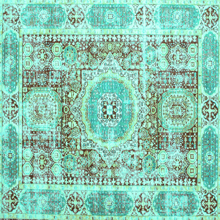 Square Machine Washable Persian Turquoise Traditional Area Rugs, wshtr333turq