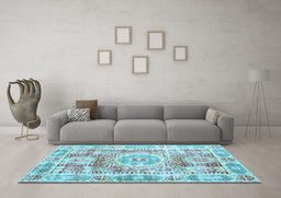 Machine Washable Persian Light Blue Traditional Rug in a Living Room, wshtr333lblu