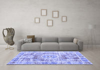 Machine Washable Persian Blue Traditional Rug, wshtr333blu