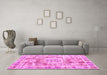 Machine Washable Persian Pink Traditional Rug in a Living Room, wshtr333pnk