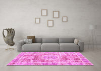 Machine Washable Persian Pink Traditional Rug, wshtr333pnk