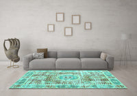 Machine Washable Persian Turquoise Traditional Rug, wshtr333turq