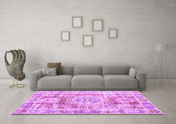 Machine Washable Persian Purple Traditional Area Rugs in a Living Room, wshtr333pur