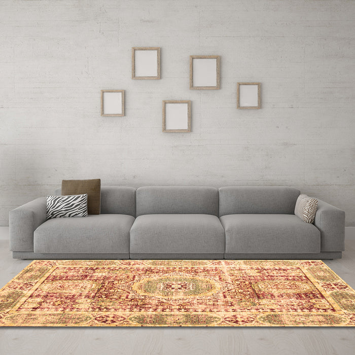 Machine Washable Persian Brown Traditional Rug in a Living Room,, wshtr333brn