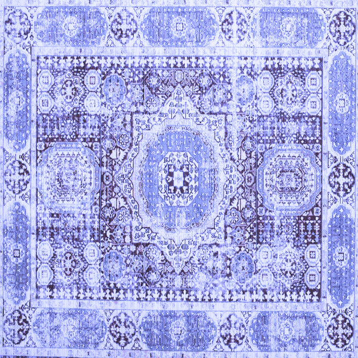 Square Machine Washable Persian Blue Traditional Rug, wshtr333blu