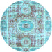 Round Persian Light Blue Traditional Rug, tr333lblu