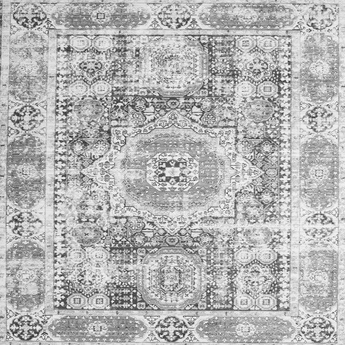 Round Machine Washable Persian Gray Traditional Rug, wshtr333gry