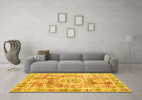 Machine Washable Persian Yellow Traditional Rug, wshtr333yw