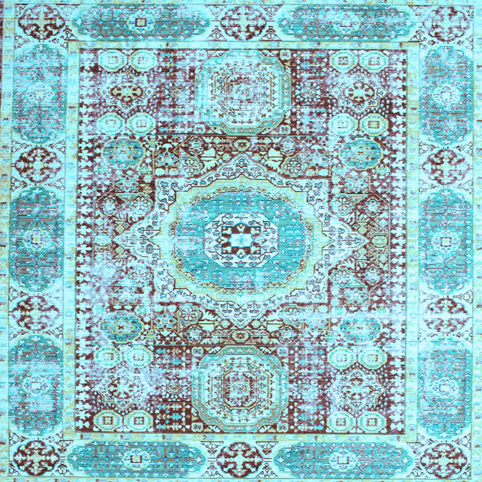 Square Machine Washable Persian Light Blue Traditional Rug, wshtr333lblu