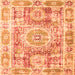 Round Machine Washable Persian Orange Traditional Area Rugs, wshtr333org