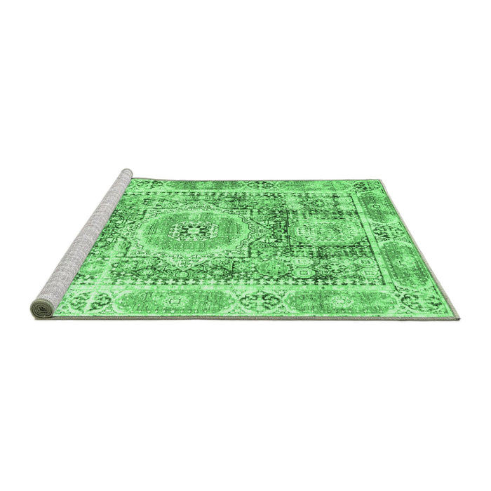 Sideview of Machine Washable Persian Emerald Green Traditional Area Rugs, wshtr333emgrn
