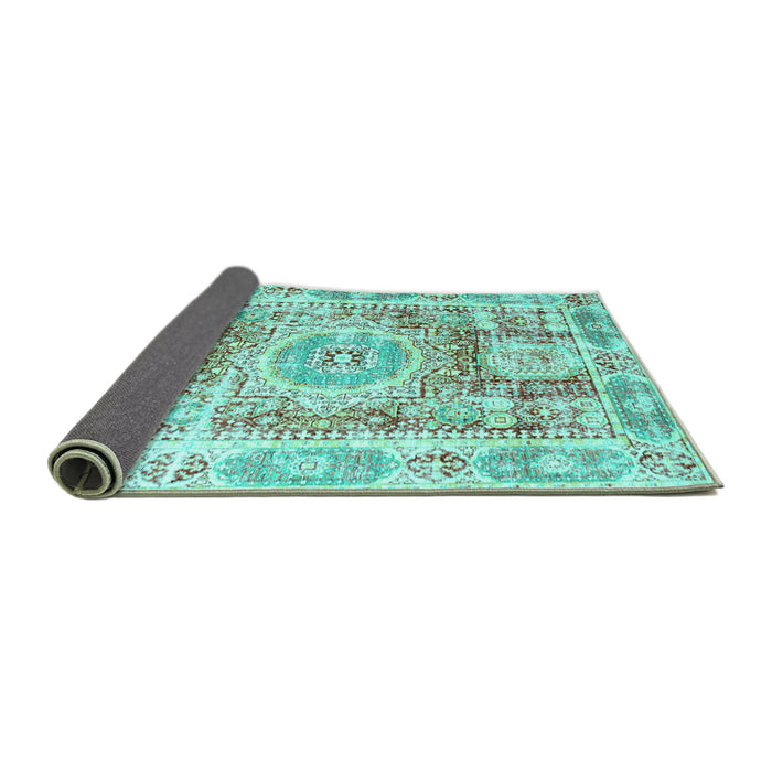 Sideview of Persian Turquoise Traditional Rug, tr333turq