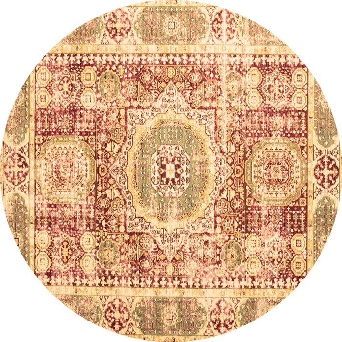 Round Persian Brown Traditional Rug, tr333brn