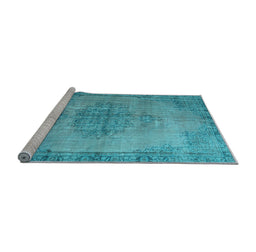 Sideview of Machine Washable Persian Light Blue Traditional Rug, wshtr3340lblu