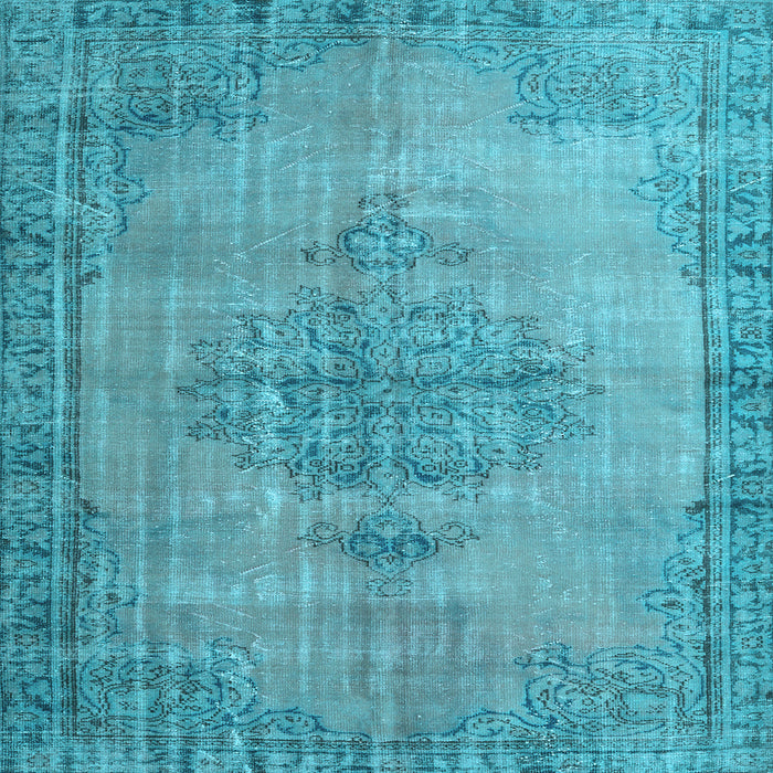 Square Machine Washable Persian Light Blue Traditional Rug, wshtr3340lblu