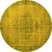 Round Persian Yellow Traditional Rug, tr3340yw