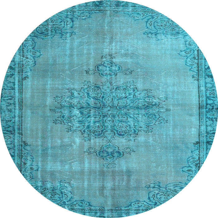 Round Machine Washable Persian Light Blue Traditional Rug, wshtr3340lblu