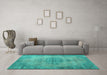 Machine Washable Persian Turquoise Traditional Area Rugs in a Living Room,, wshtr3340turq