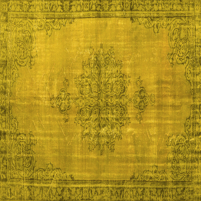 Square Machine Washable Persian Yellow Traditional Rug, wshtr3340yw