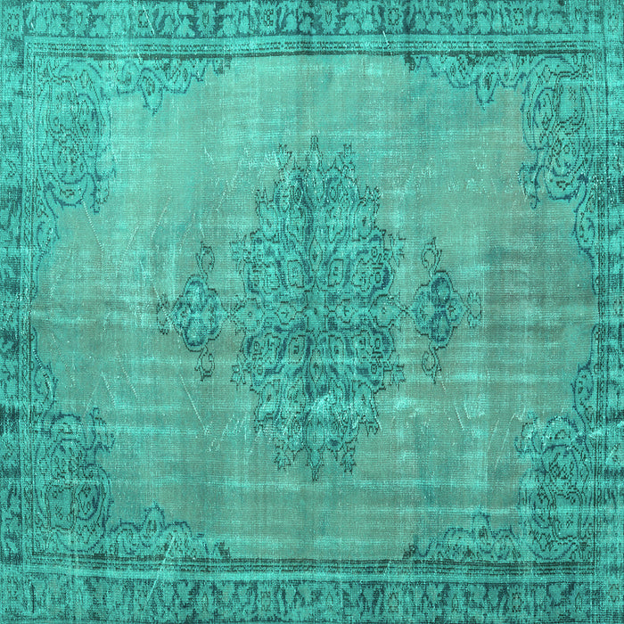 Square Machine Washable Persian Turquoise Traditional Area Rugs, wshtr3340turq