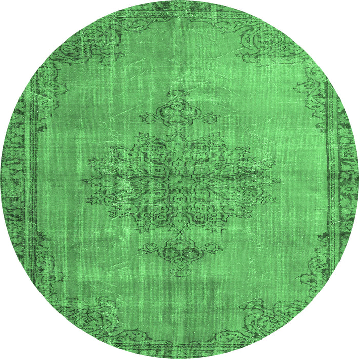 Round Persian Emerald Green Traditional Rug, tr3340emgrn