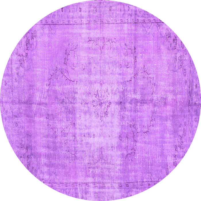 Round Machine Washable Persian Purple Traditional Area Rugs, wshtr3341pur
