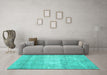 Machine Washable Persian Turquoise Traditional Area Rugs in a Living Room,, wshtr3341turq