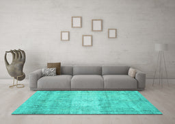 Machine Washable Persian Turquoise Traditional Area Rugs in a Living Room,, wshtr3341turq