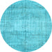 Round Persian Light Blue Traditional Rug, tr3341lblu