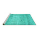 Sideview of Machine Washable Persian Turquoise Traditional Area Rugs, wshtr3341turq