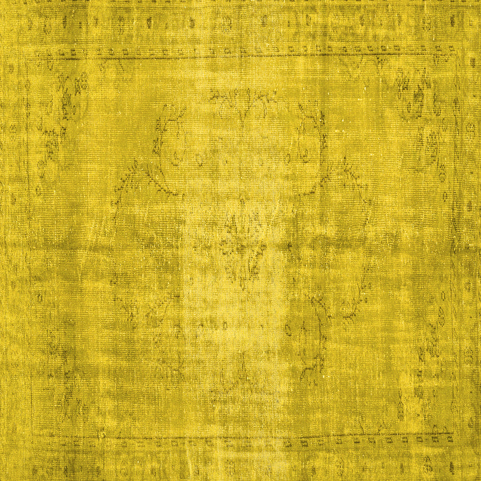 Square Machine Washable Persian Yellow Traditional Rug, wshtr3341yw