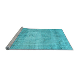 Sideview of Machine Washable Persian Light Blue Traditional Rug, wshtr3341lblu