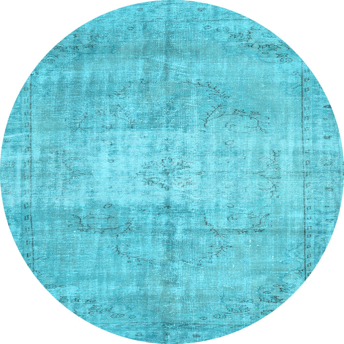 Round Machine Washable Persian Light Blue Traditional Rug, wshtr3341lblu