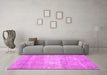 Machine Washable Persian Pink Traditional Rug in a Living Room, wshtr3341pnk