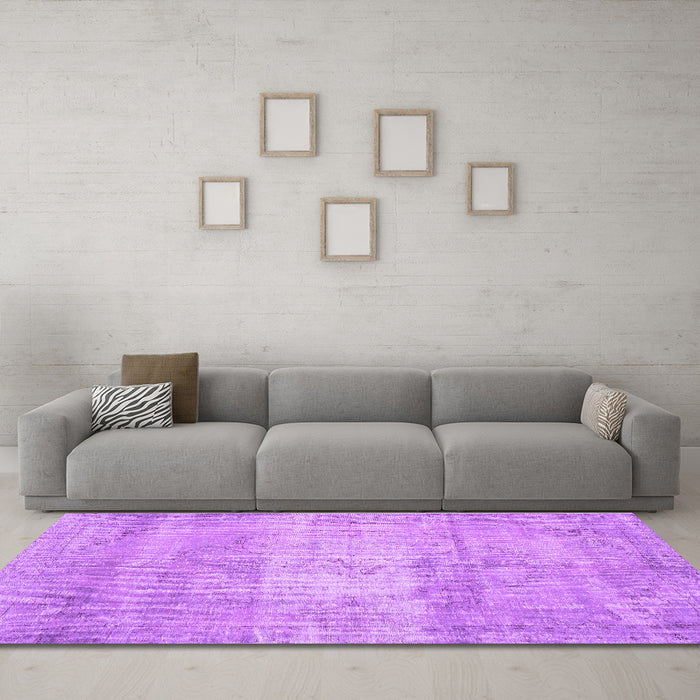 Machine Washable Persian Purple Traditional Area Rugs in a Living Room, wshtr3341pur
