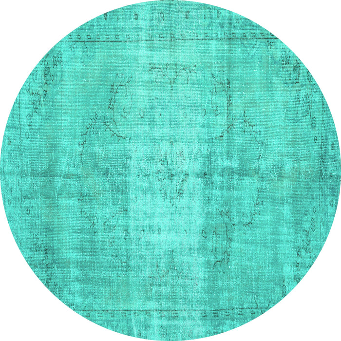 Round Persian Turquoise Traditional Rug, tr3341turq