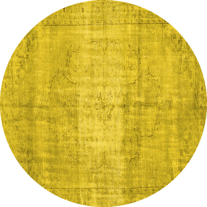 Round Persian Yellow Traditional Rug, tr3341yw