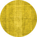 Round Persian Yellow Traditional Rug, tr3341yw