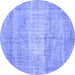 Round Persian Blue Traditional Rug, tr3341blu