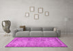 Machine Washable Persian Pink Traditional Rug in a Living Room, wshtr3342pnk