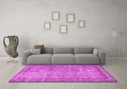 Machine Washable Persian Pink Traditional Rug in a Living Room, wshtr3342pnk